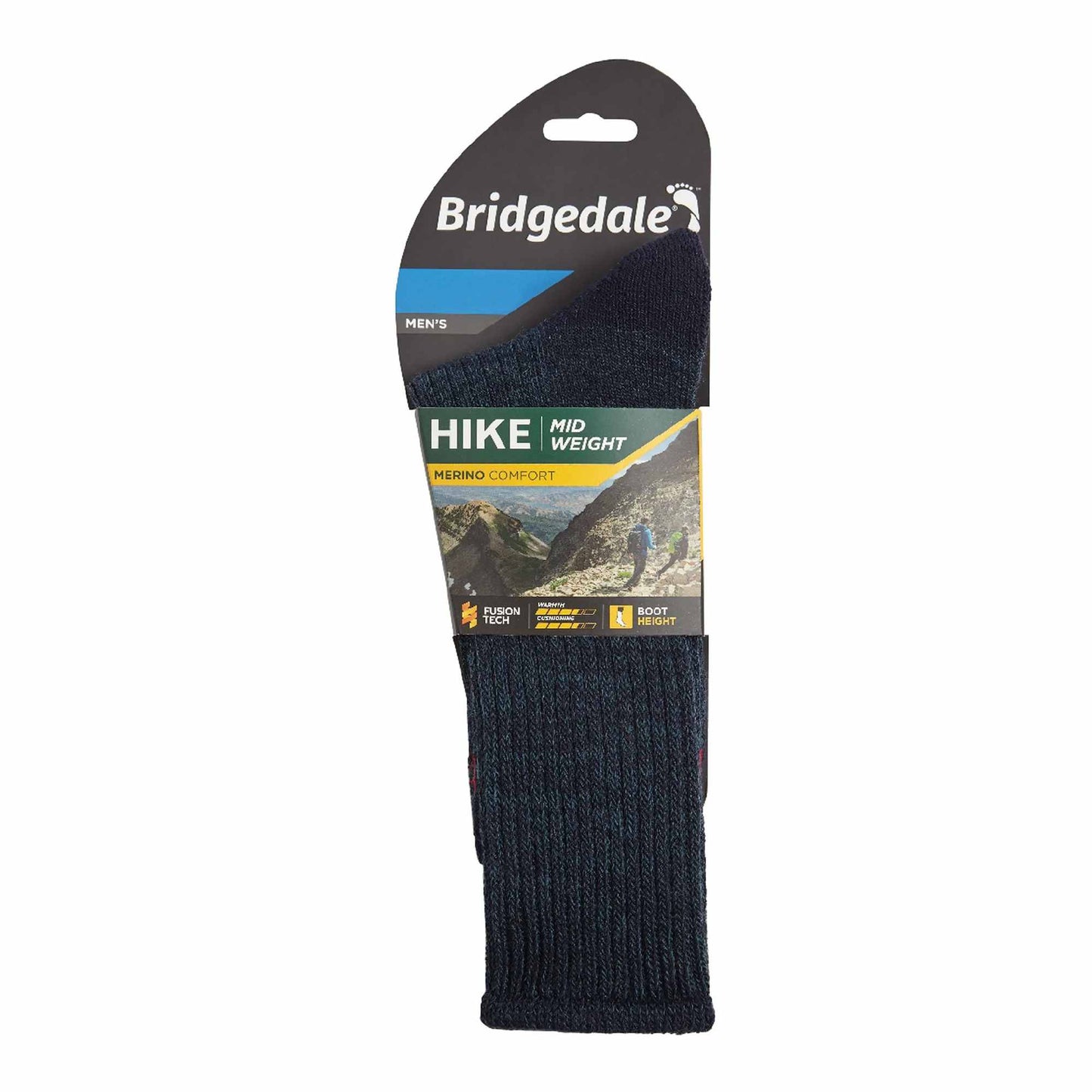 1 Pack Mens Hiking Midweight Merino Wool Cushioned Boot Socks