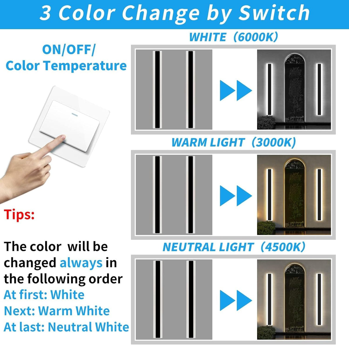 LED Outdoor Wall Light 80cm Modern Strip 31W IP65 3000K 4500K 6000K Mikeru