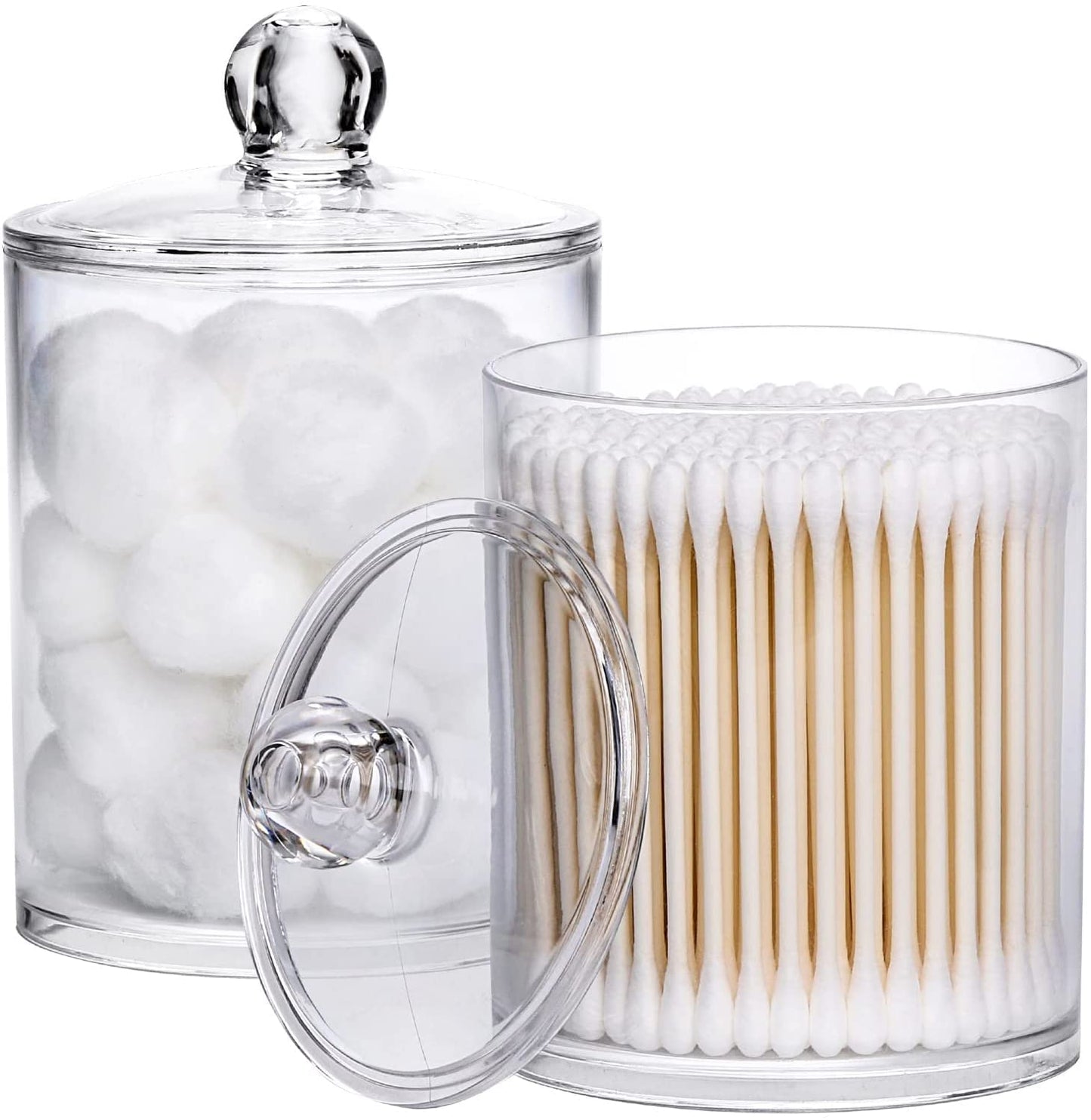 Zollyss 4-Pack Clear Plastic Bathroom Organizer Jars 15oz