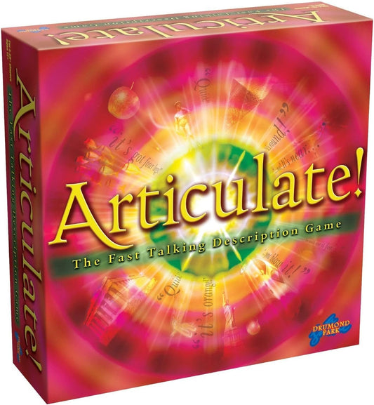 Drumond Park Articulate Board Game, Used- very good, open, scruffy box, 1 pack of cards has been open