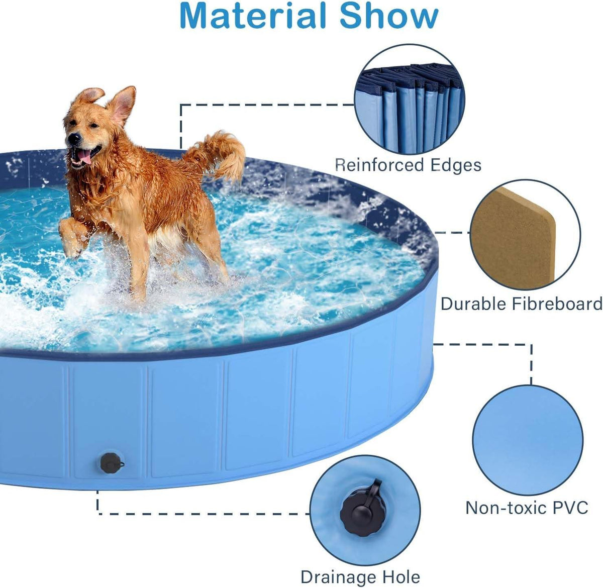 Dog Pool Foldable Pet Bath Tub Durable Outdoor Paddling Pool