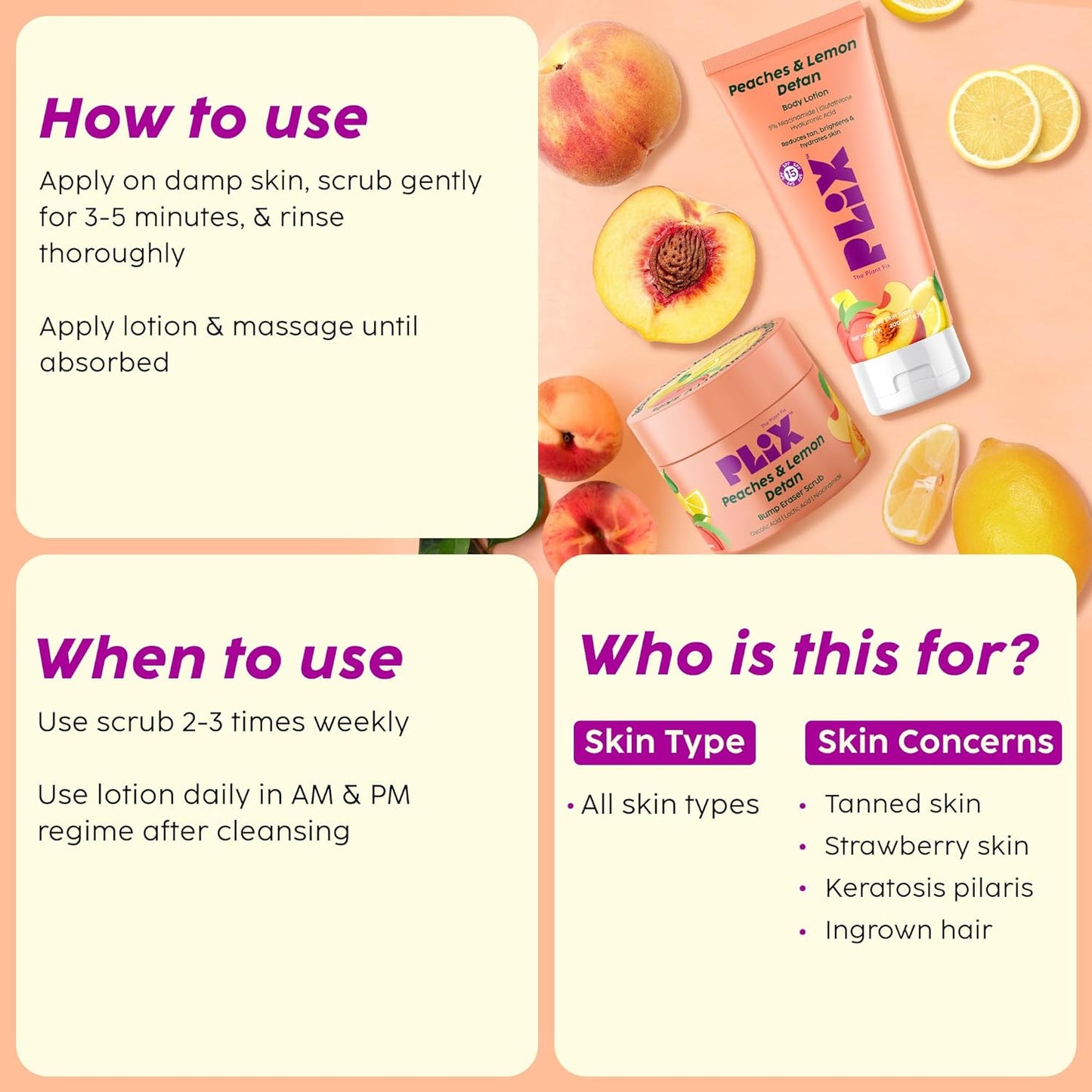Plix Peach Lemon Detan Scrub 200g - Tan Removal & Skin Smoothing
