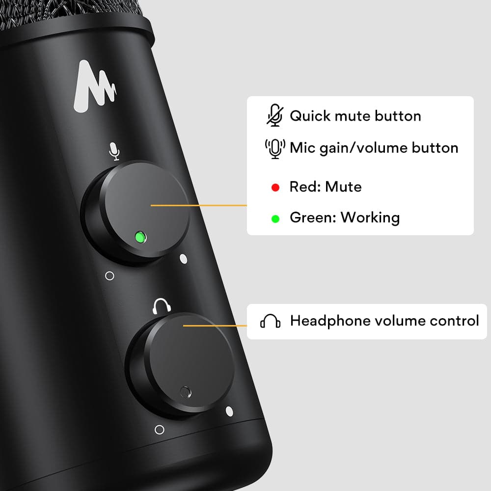 Maono USB-C Desktop Condenser Cardioid Omnidirectional Microphone with Headphone Jack