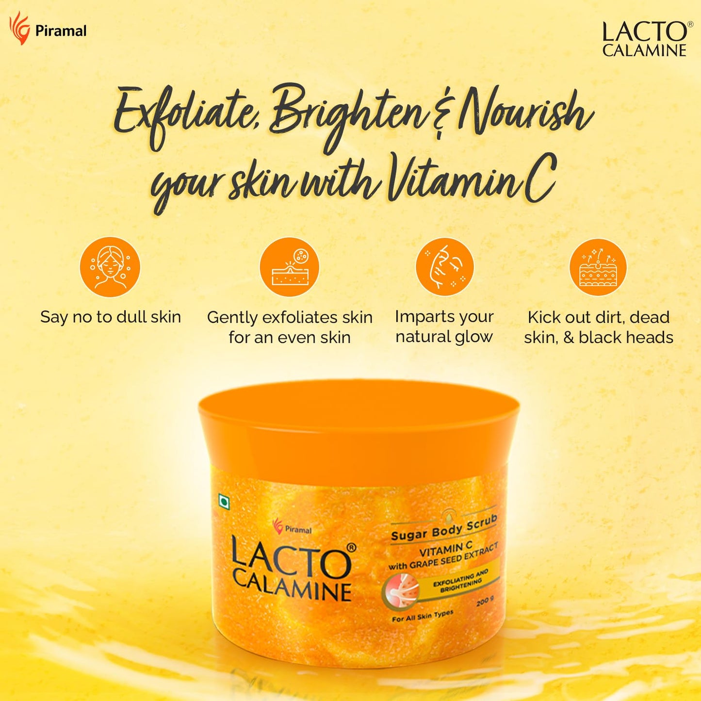 Lacto Calamine Vitamin C Body Scrub 200g Exfoliator for Glowing Skin