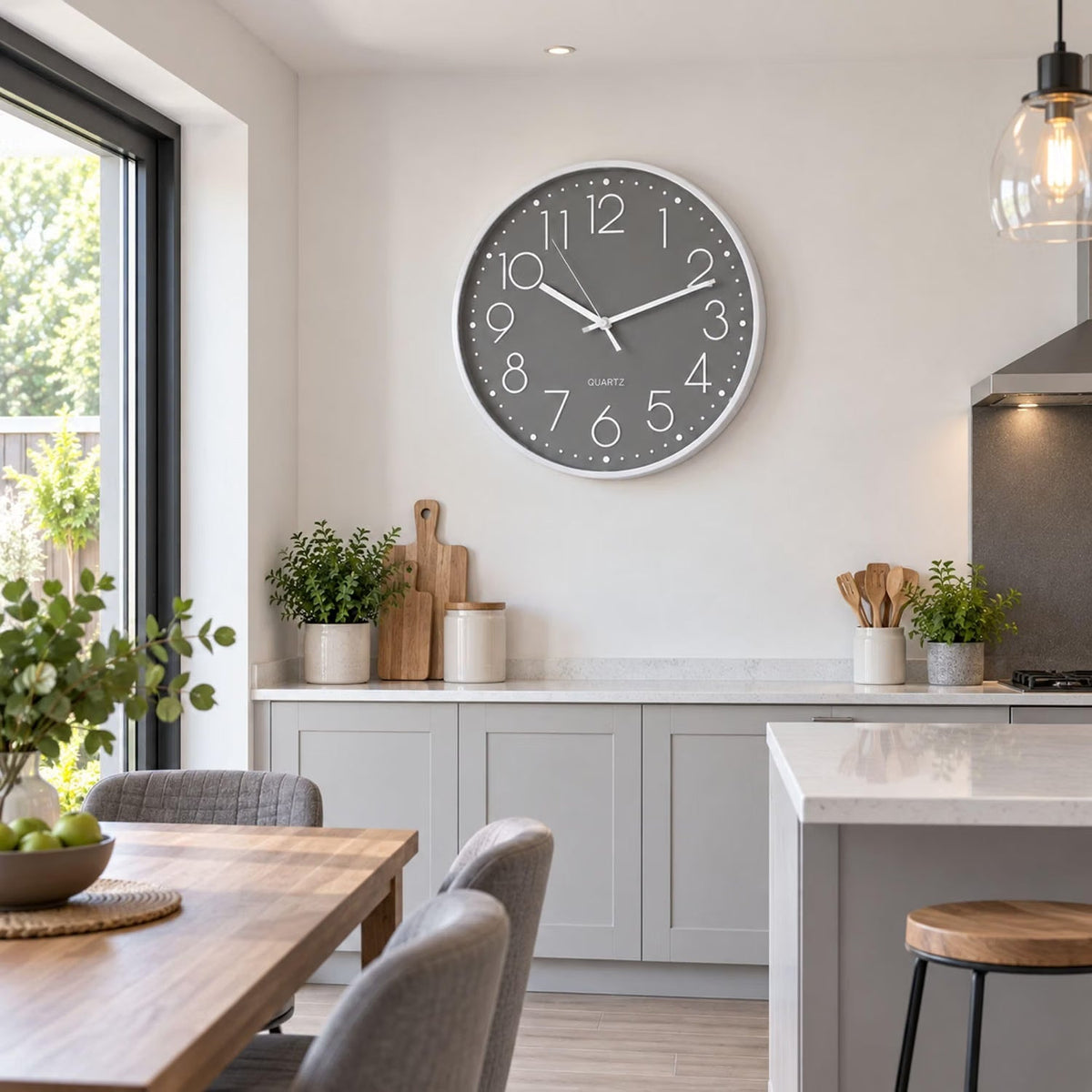50cm Grey Quartz Kitchen Wall Clock