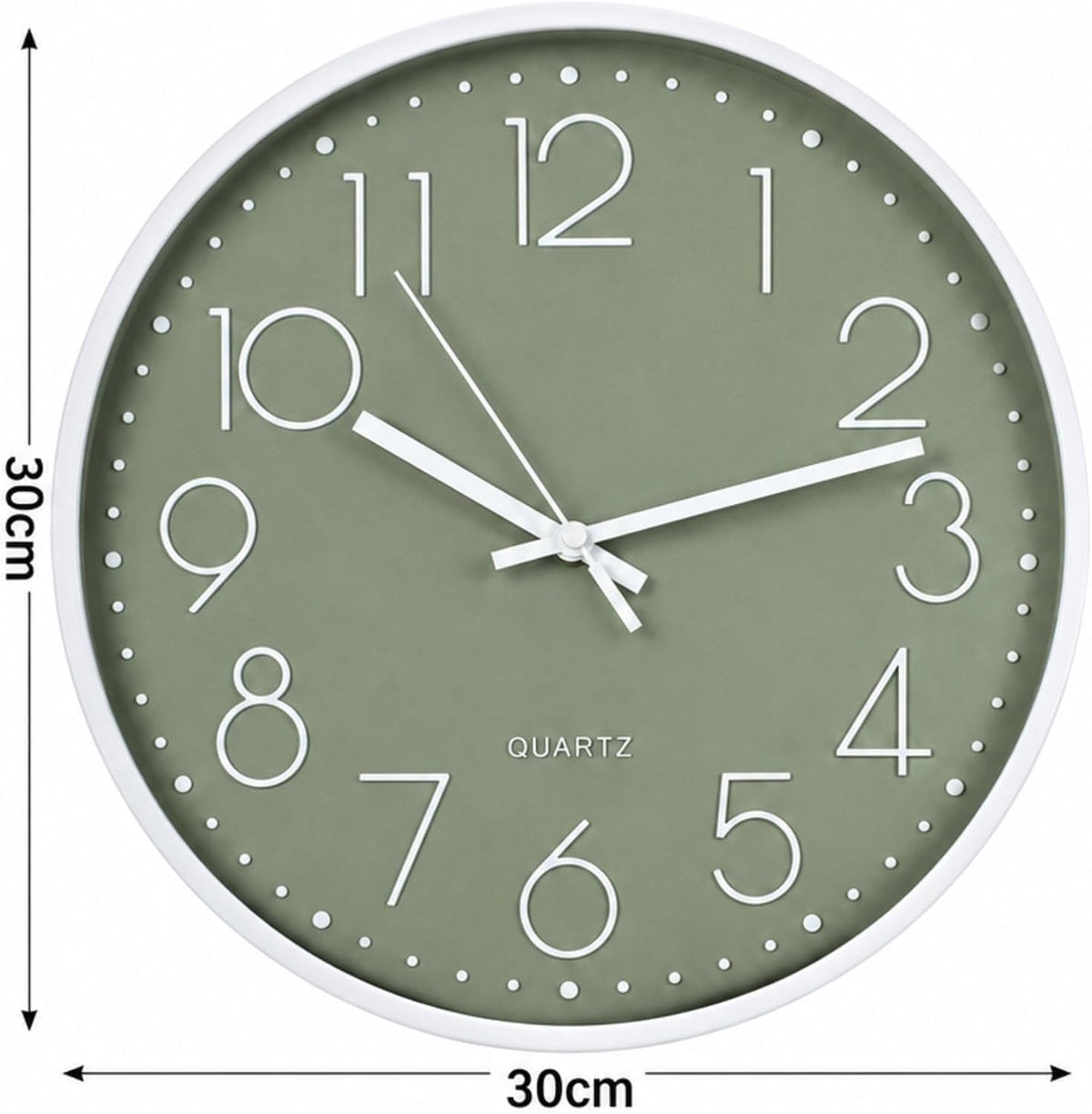 30cm Kitchen Wall Clock in Sage Green