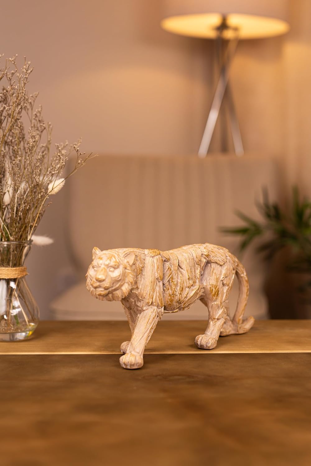 Driftwood Effect Resin Tiger Statue