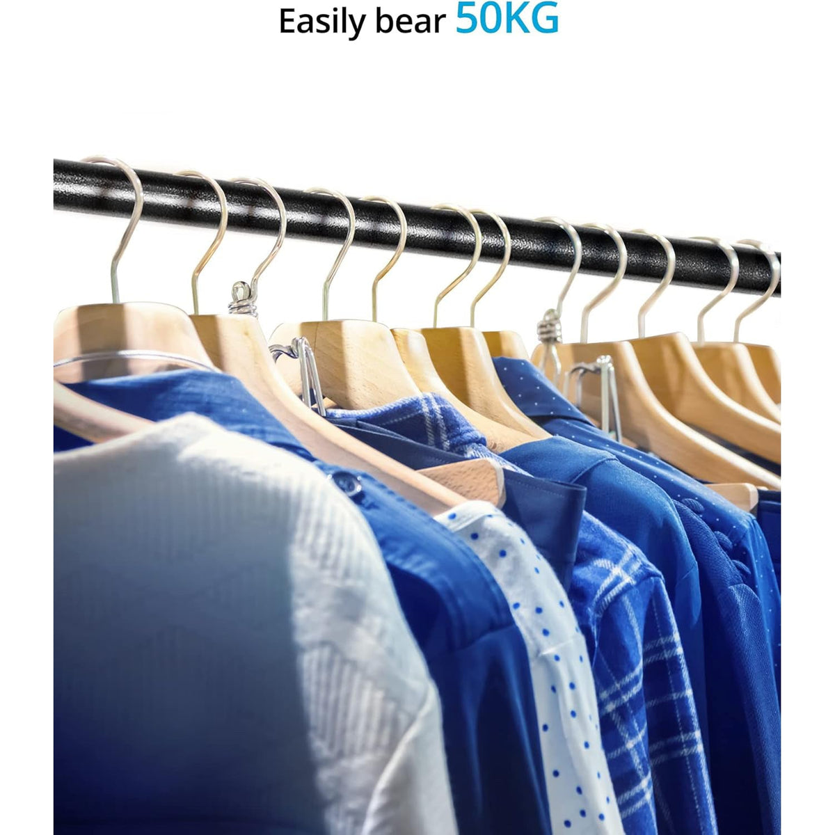 QWORK Heavy Duty Clothes Storage System, 50kg Capacity Rack for Dorms & Bedrooms