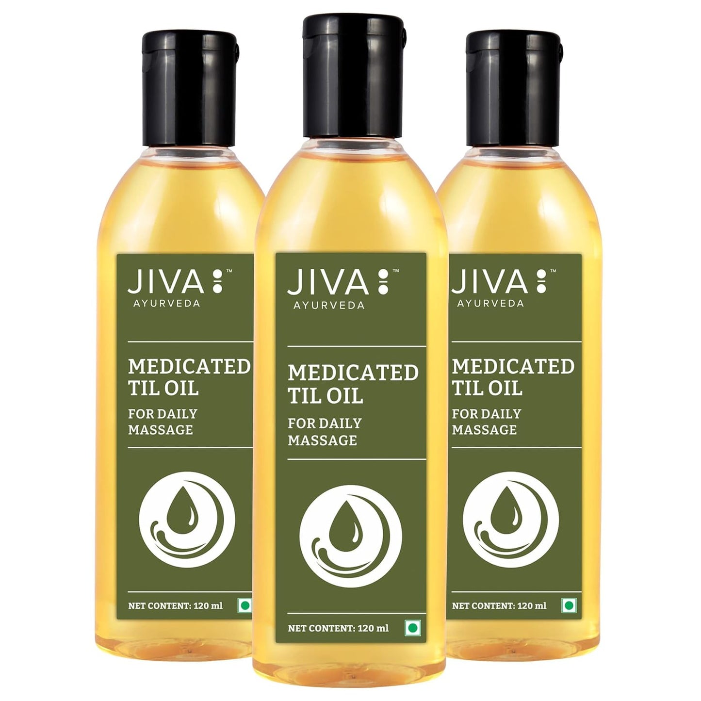 Jiva Ayurvedic Til Oil 120ml 3-Pack for Joint & Muscle Pain Relief
