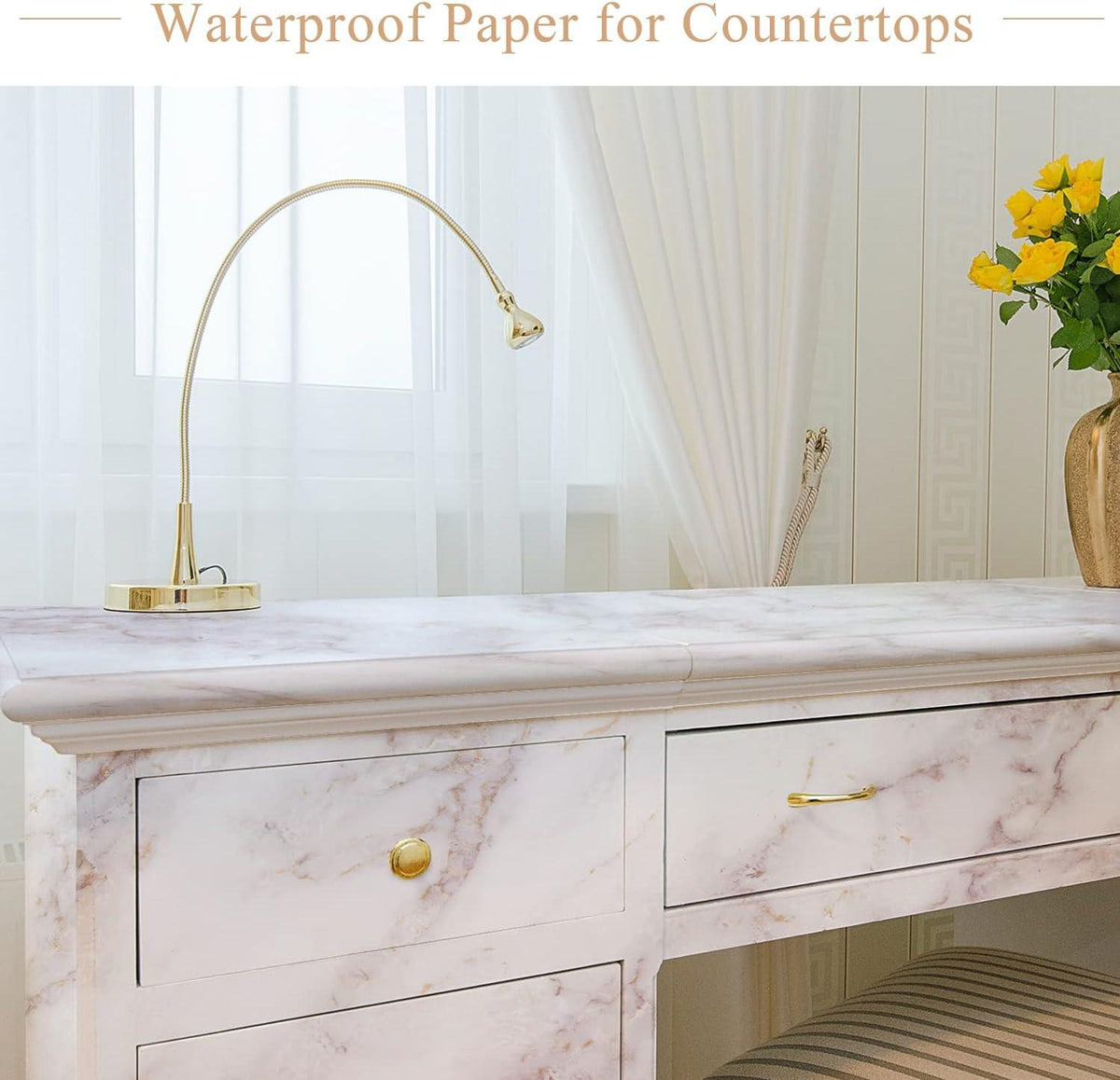 Marble Self Adhesive Sticky Paper 90x200cm Waterproof Vinyl Film Countertop