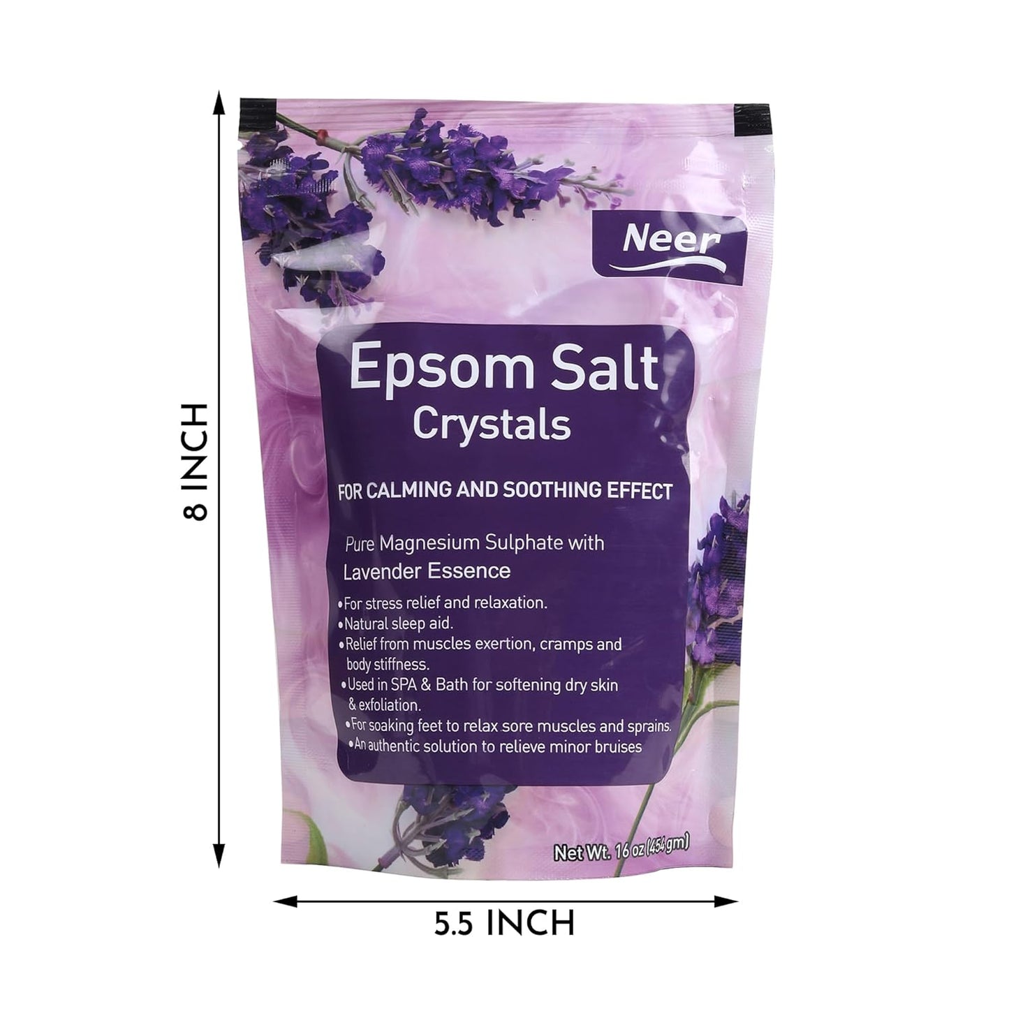 NEERCHEM Lavender Epsom Salt 454g Relaxation & Muscle Recovery Bath