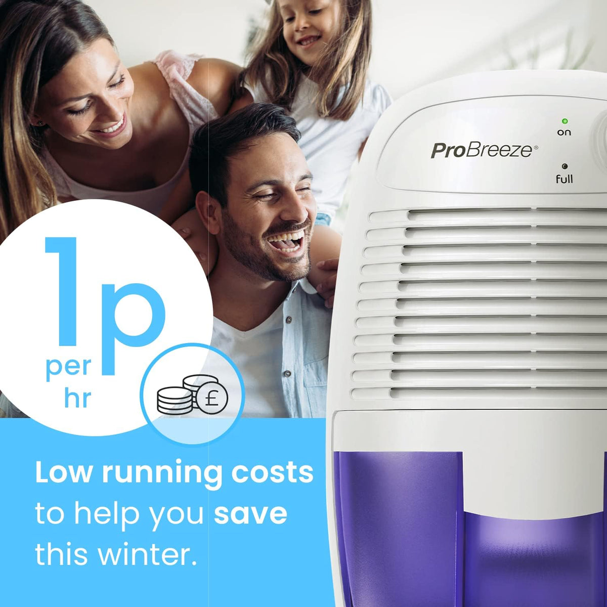 Pro Breeze Dehumidifier 500ml Tank Portable for Damp Mould Moisture Ultra-Quiet