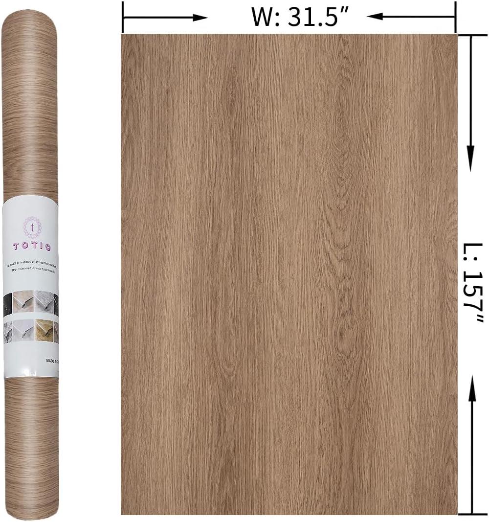 Wood Effect Wallpaper Self Adhesive Vinyl Matte Waterproof 31.5x157in TOTIO
