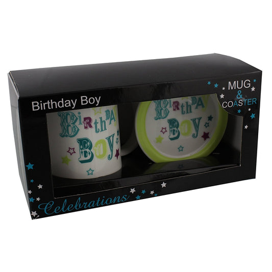 'Birthday Boy' China Mug and Coaster Set - Comes Boxed