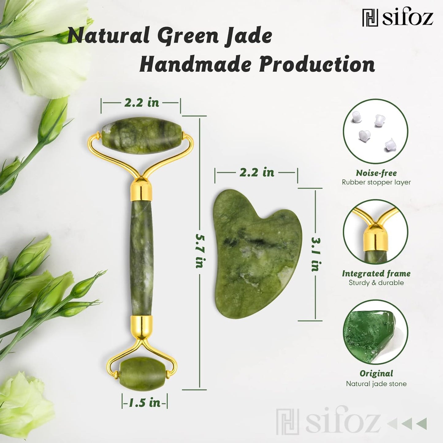 Jade Roller & Gua Sha Set for Anti-Aging Facial Massage