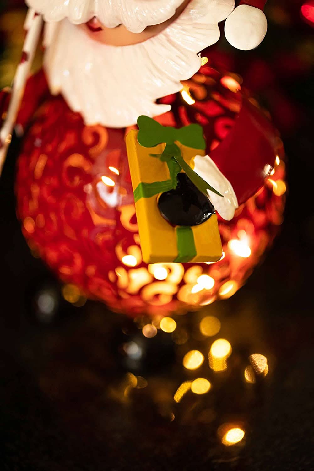 Filigree Santa Claus Light Up LED Ornament