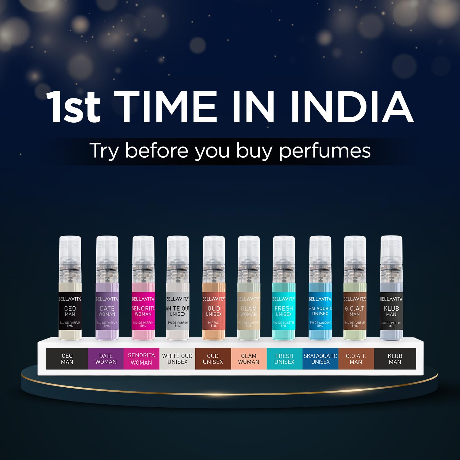 Bella Vita Unisex Pocket Perfume Set 10x5ml Long-Lasting Fragrances