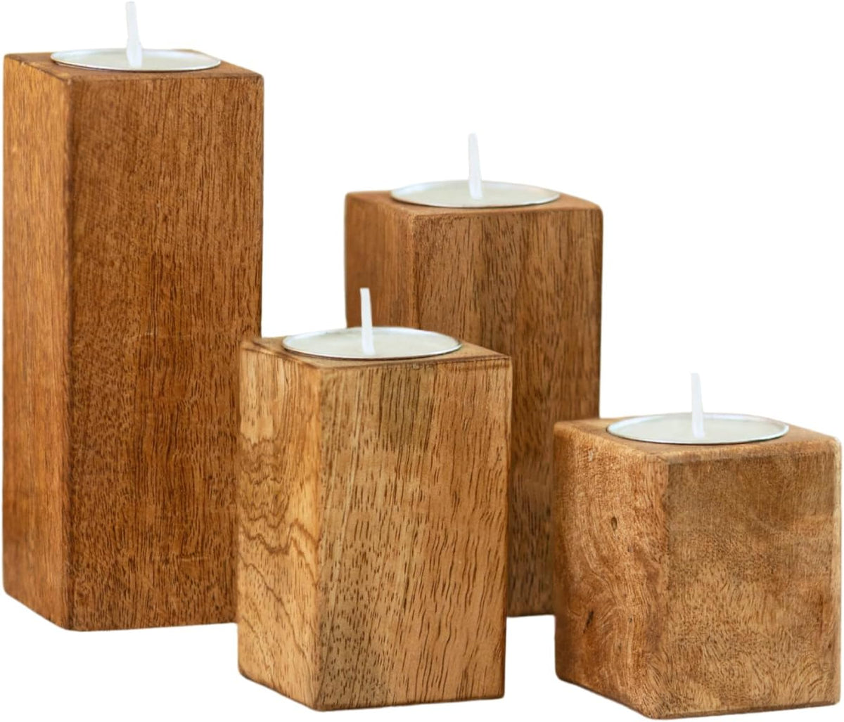 Mango Wood Tea Light Holder Set
