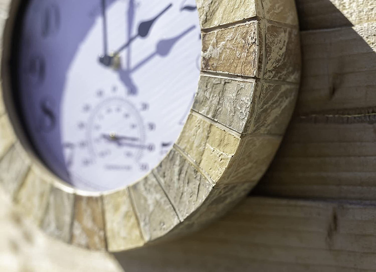 25cm Stonegate Garden Wall Clock & Thermometer