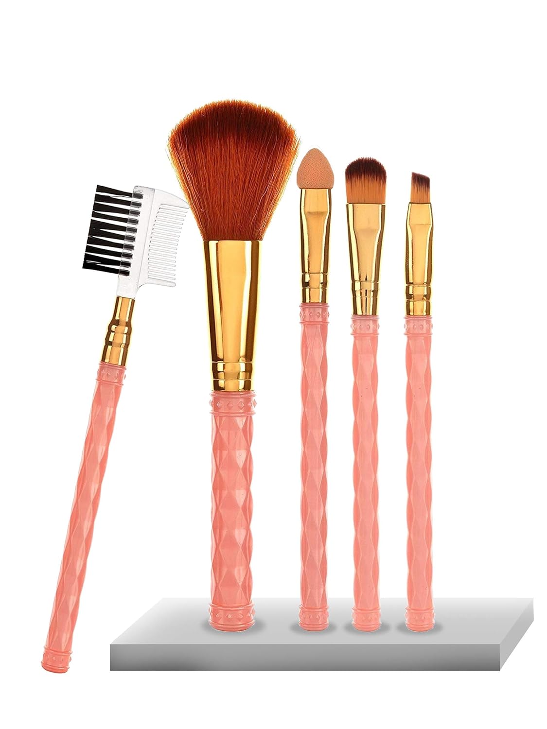 AY 5-Piece Makeup Brush Set with Sponge Puff for Face & Eyes