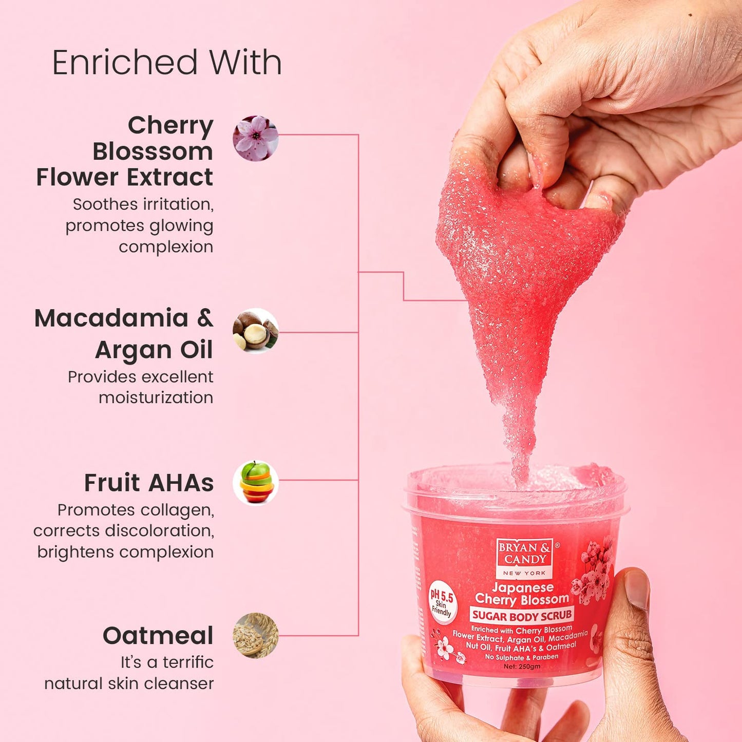 Cherry Blossom Body Scrub for Tan Removal & Exfoliation 250g
