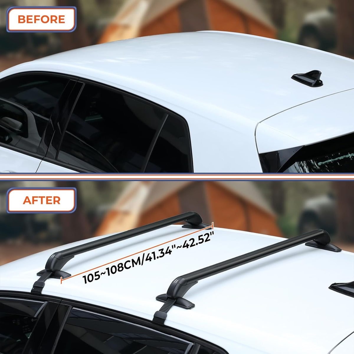 GEARZAAR 2pcs 105CM Lockable Car Roof Bars Universal Fit for Cars Without Rails