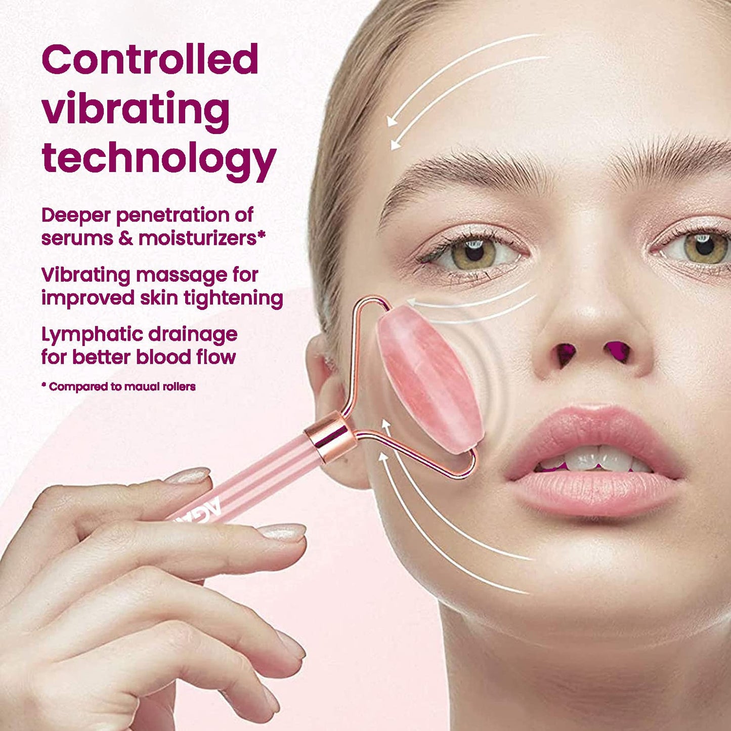 Agaro Rose Quartz 4-in-1 Face Roller Kit for Anti-Aging & Skin Firming