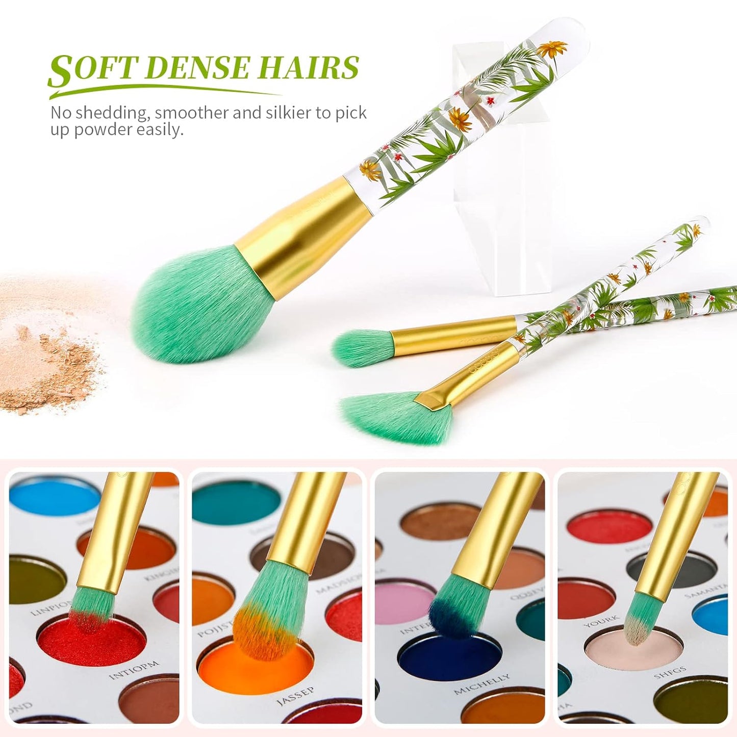 Docolor 14-Piece Tropical Makeup Brush Set - Professional Synthetic Brushes