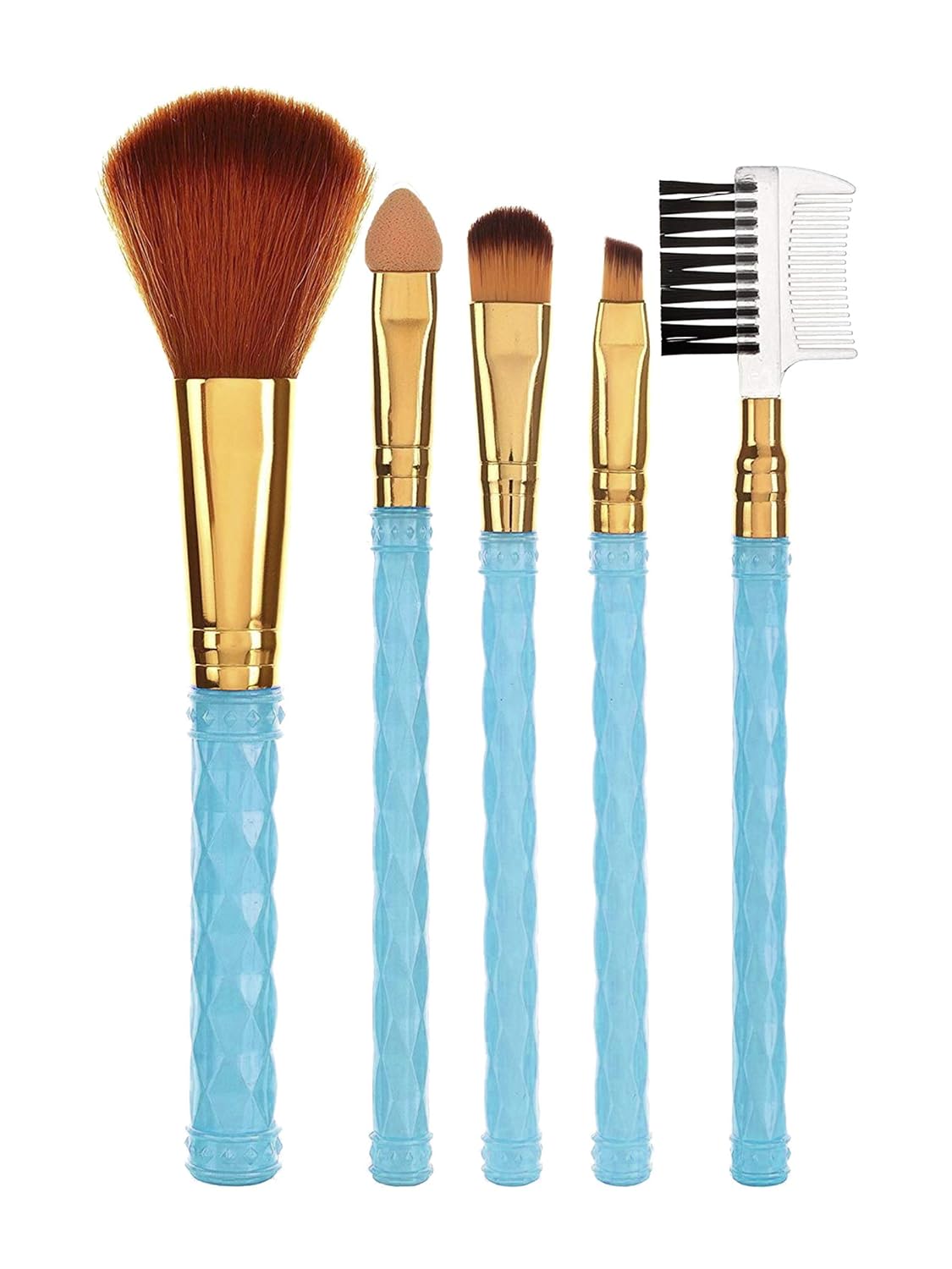 AY 5-Piece Makeup Brush Set with Sponge Puff for Face & Eyes