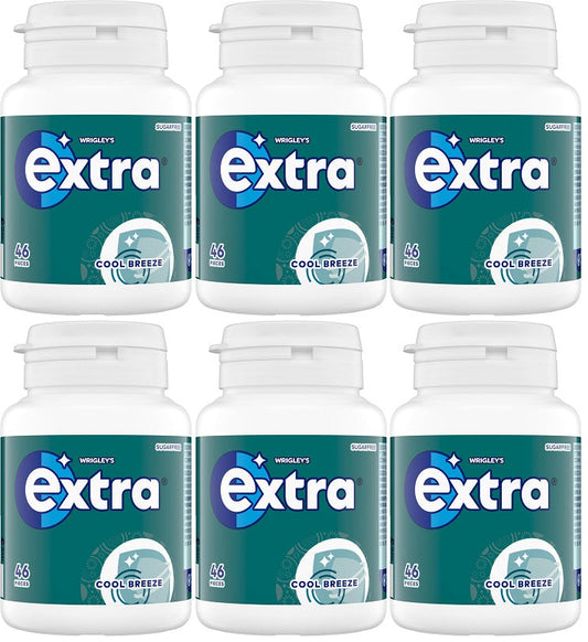 6 x Extra Cool Breeze Chewing Gum Bottle 46pce - 46 PCE