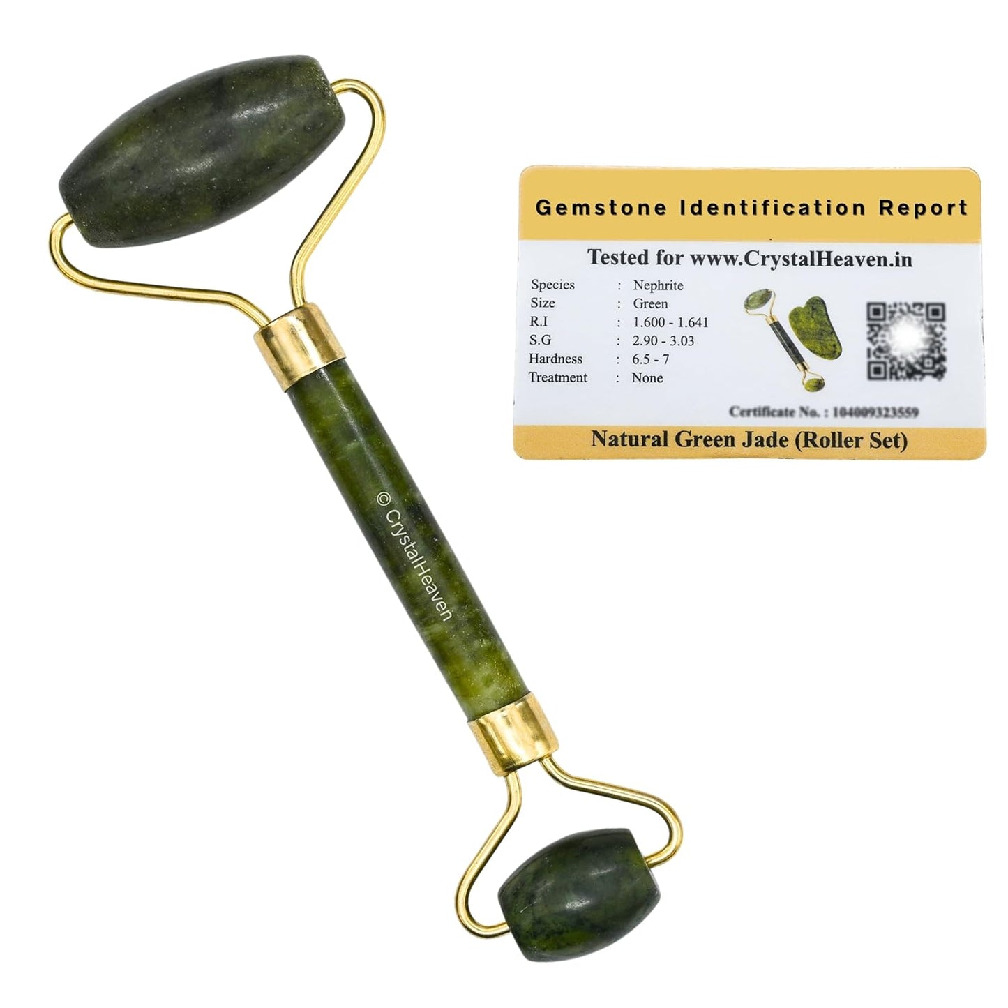 Green Jade Face Roller & Gua Sha Set for Women - Crystal Heaven Certified
