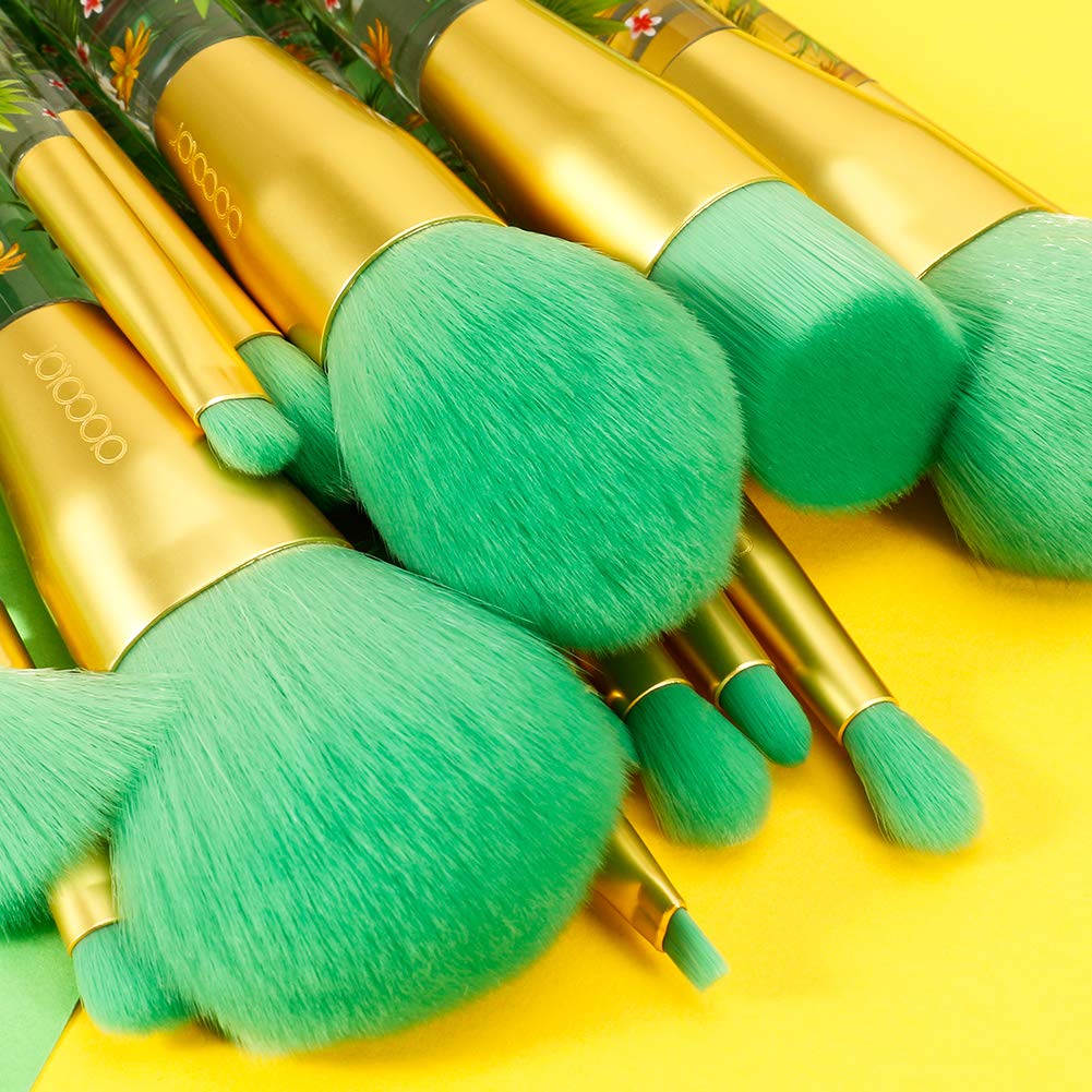 Docolor 14-Piece Tropical Makeup Brush Set - Professional Synthetic Brushes