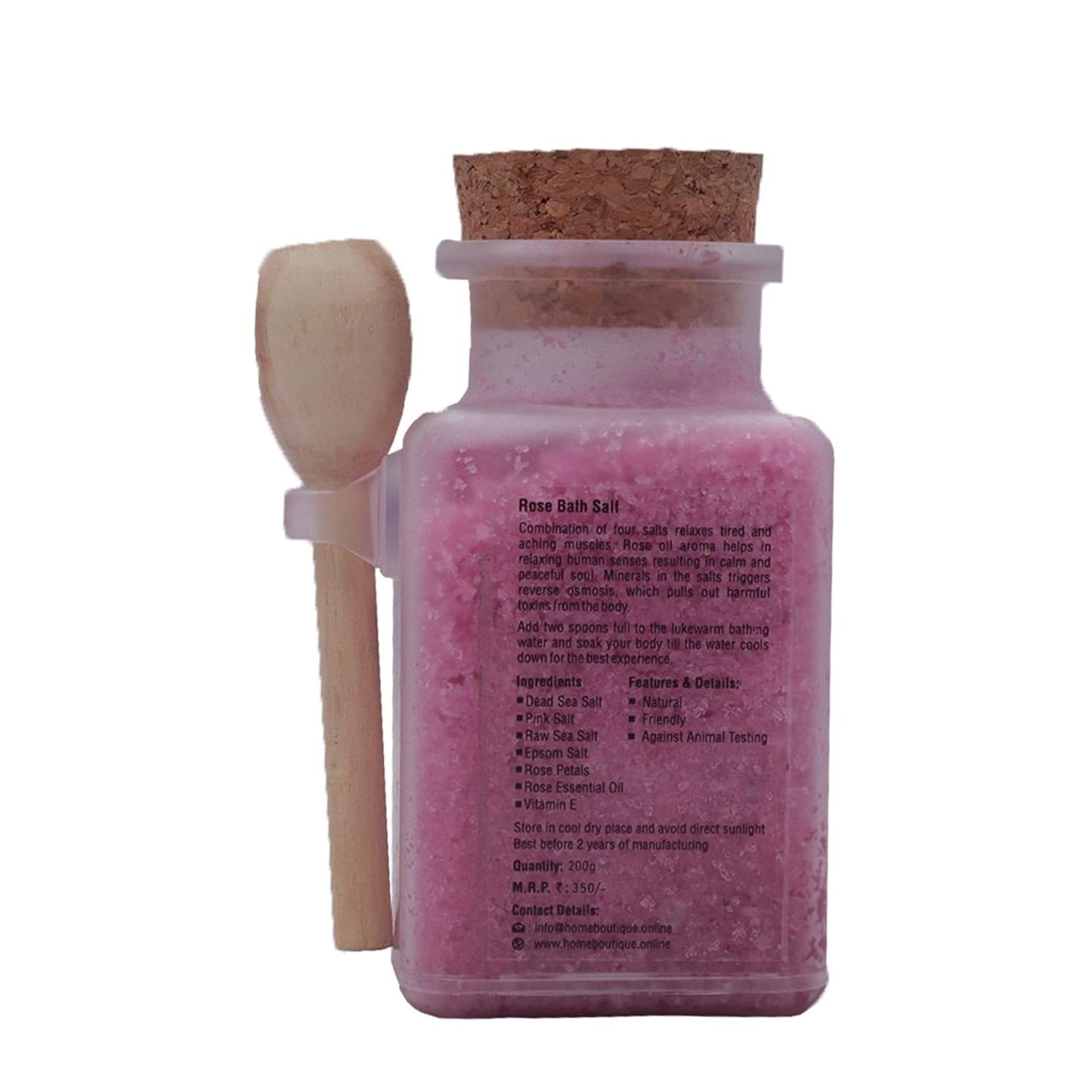 Natural Rose Bath Salts 200g for Muscle Pain Relief