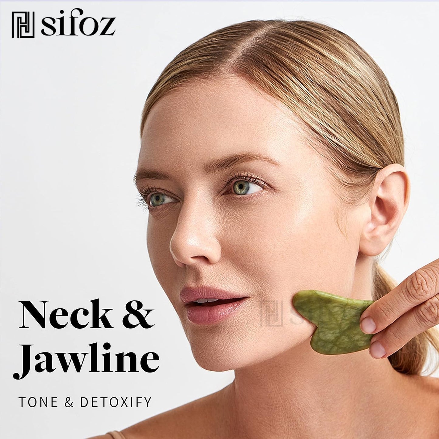 Jade Roller & Gua Sha Set for Anti-Aging Facial Massage