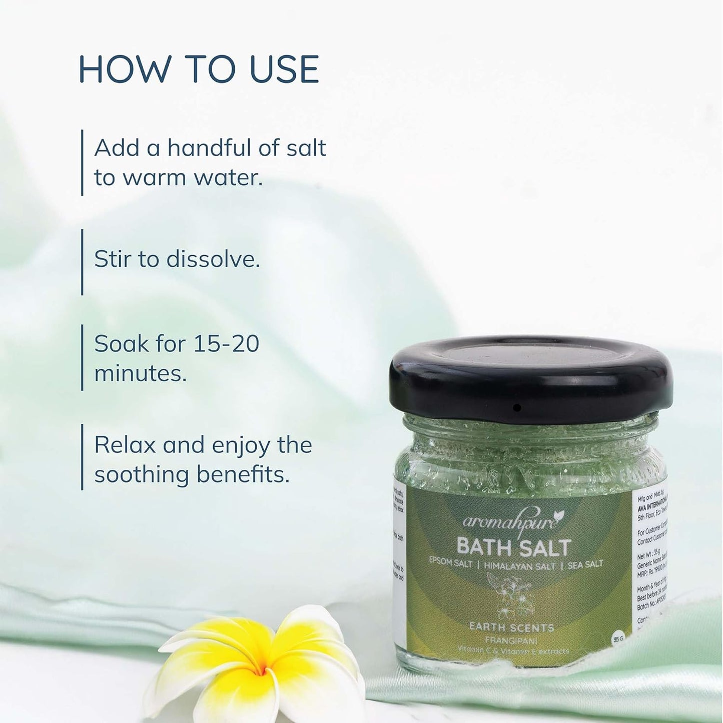 Aromahpure Natural Bath Salt Set with Essential Oils, 6 Scents, 35g Each