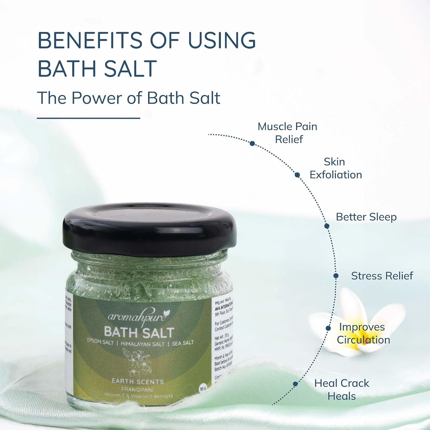 Aromahpure Natural Bath Salt Set with Essential Oils, 6 Scents, 35g Each