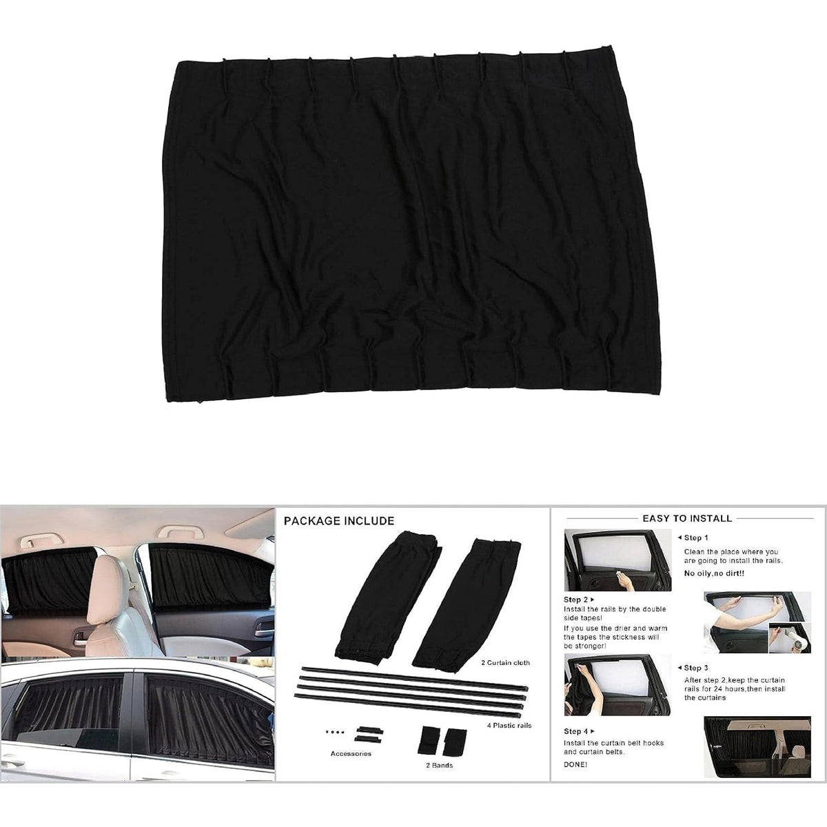 Car Side Window Sunshades 2PCS Auto Privacy Curtains UV Protection Shades