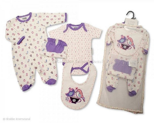 5 Piece Baby Gift Set With Embroidery and Applique - 0/3 Months