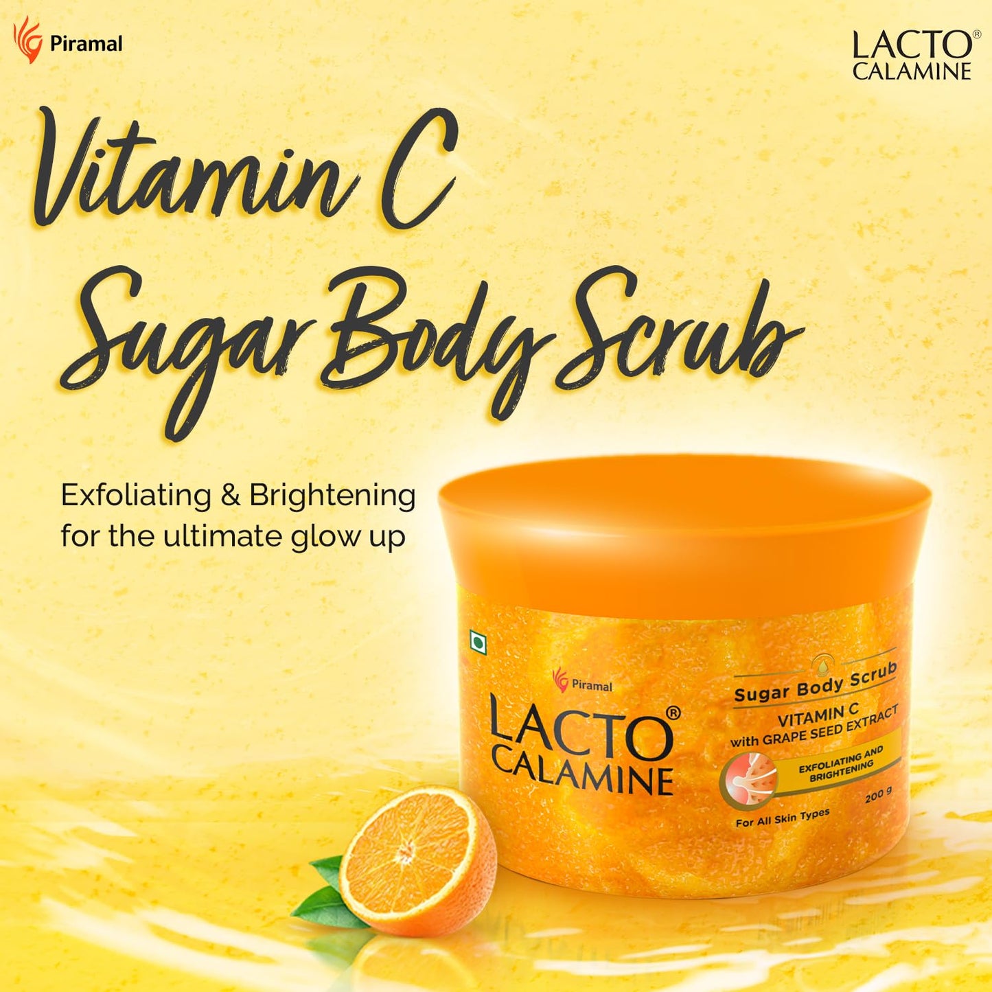 Lacto Calamine Vitamin C Body Scrub 200g Exfoliator for Glowing Skin