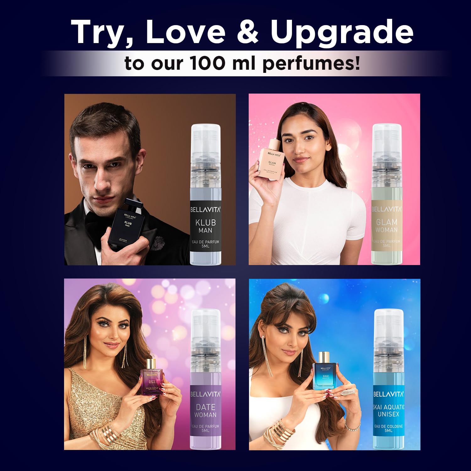 Bella Vita Unisex Pocket Perfume Set 10x5ml Long-Lasting Fragrances