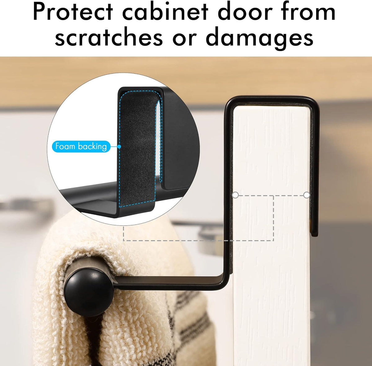 Over The Door Towel Bar Towel Rack Kitchen Bathroom Over Cabinet Set of 2 KES
