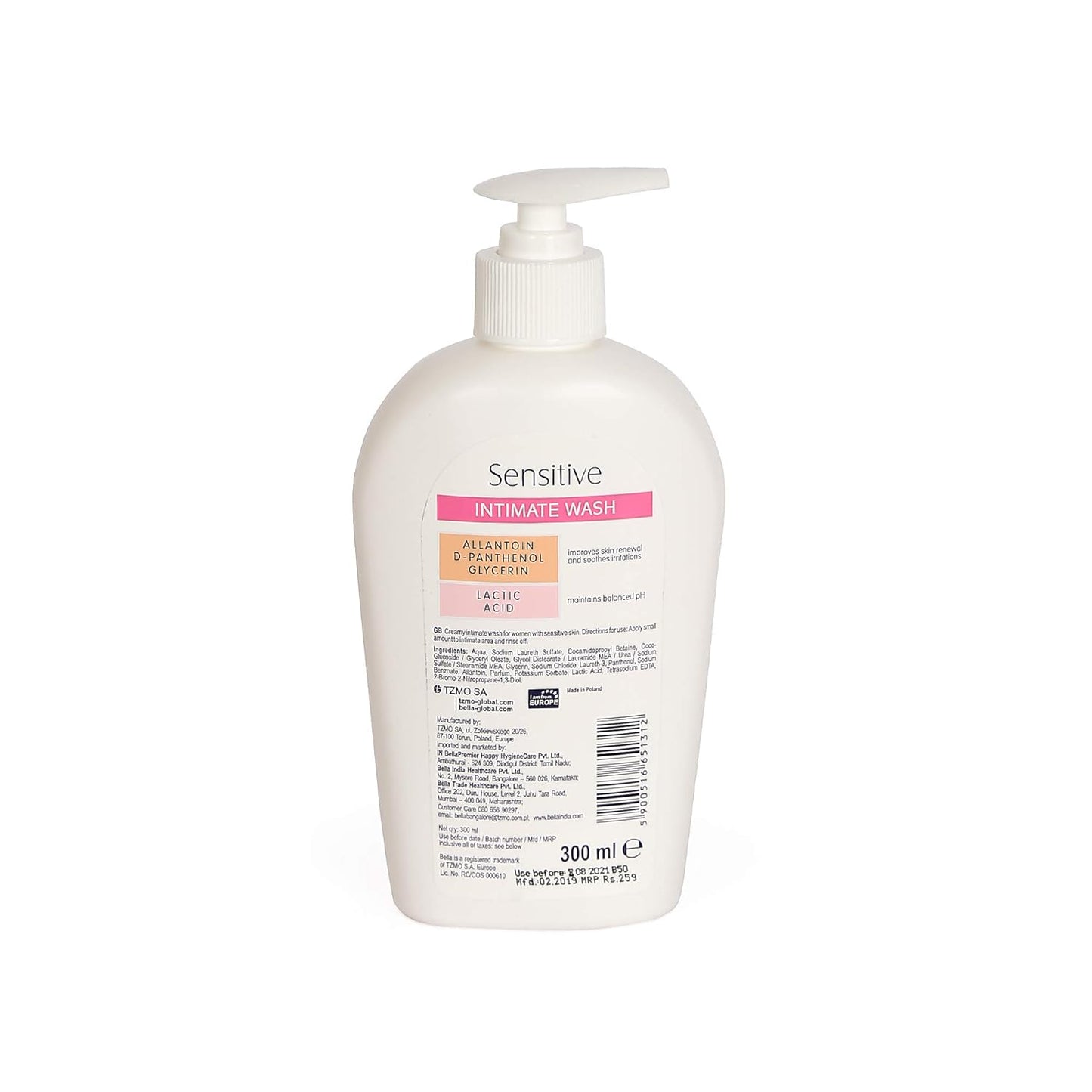 Bella Sensitive Intimate Wash Delicate Emulsion, 300 Ml