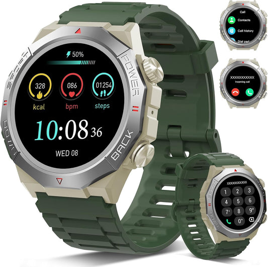 Military Smart Watches for Men(Answer/Make Calls), 1.39" HD Fitness Watch, 24/7 Heart Rate Sleep Monitor, Smart Watch for Men 110