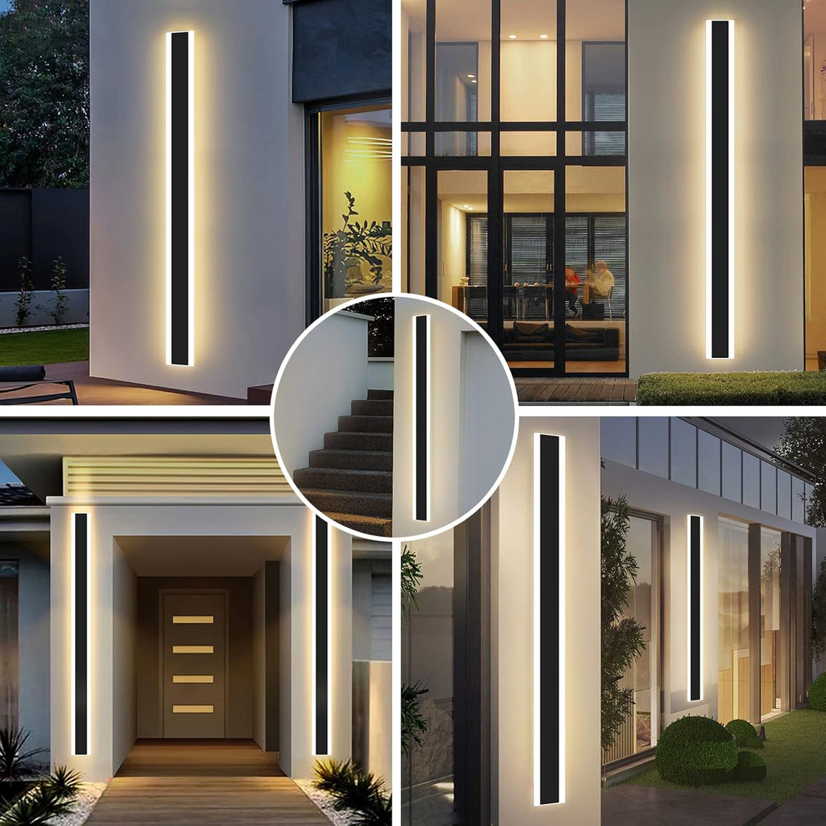 Mikeru 120CM Outdoor LED Wall Light, 42W IP65, 3 Modes 3000K-6000K, Black