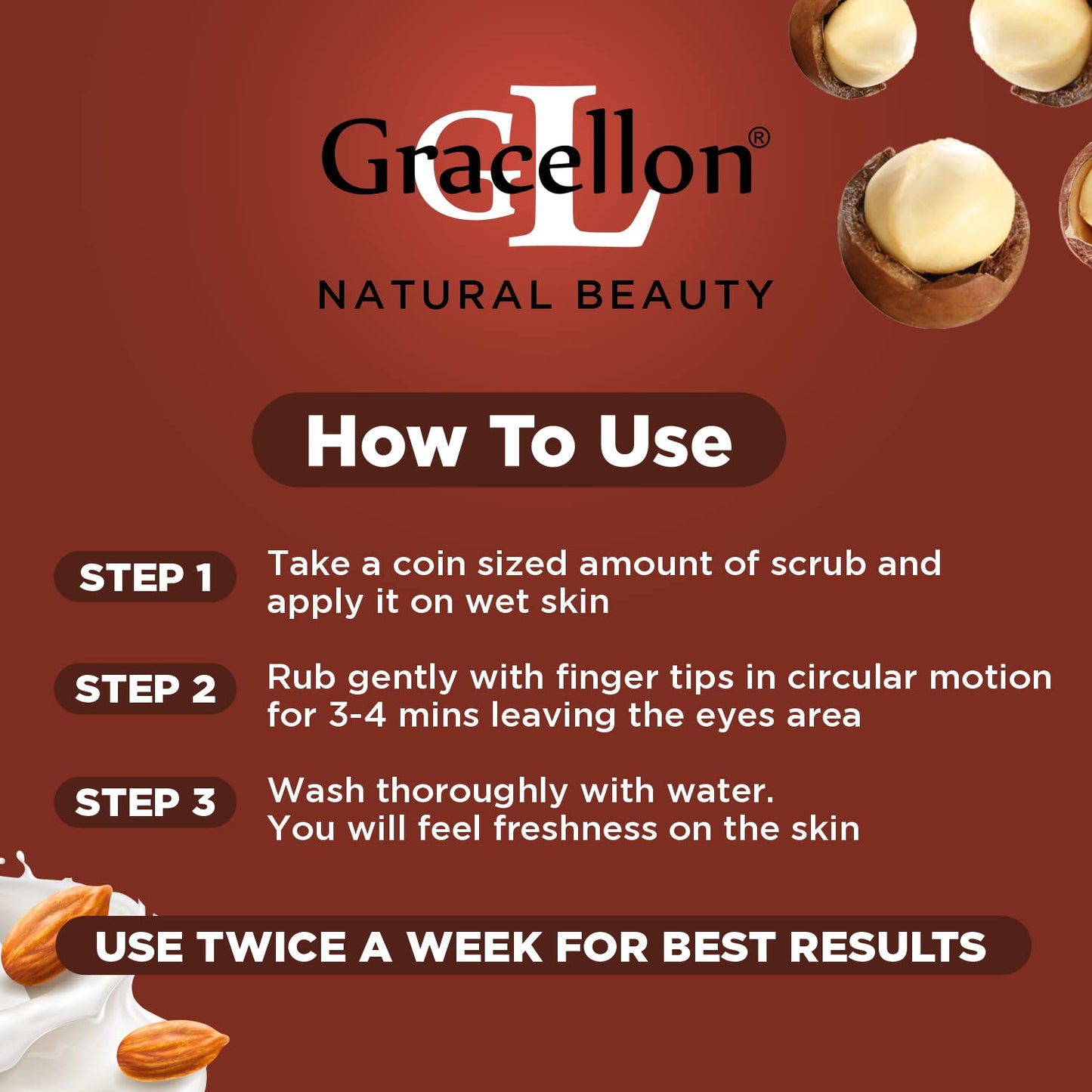 Gracellon Almond Shea Scrub for Face & Body - Moisturizing & Paraben-Free