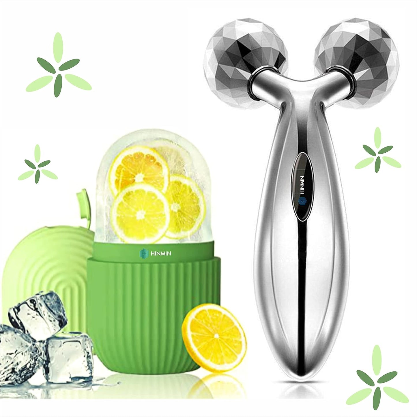 Cipzi Face Massager Set: Ice Roller & Jade Gua Sha for Skin & Body