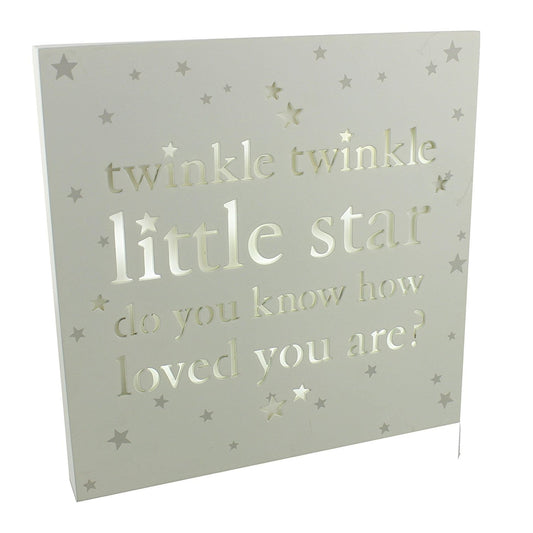 Bambino Baby Shower Gift Light Up MDF Wall Plaque - Twinkle Twinkle