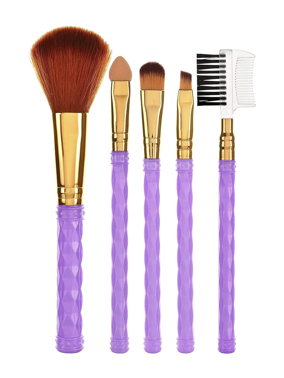 AY 5-Piece Makeup Brush Set with Sponge Puff for Face & Eyes