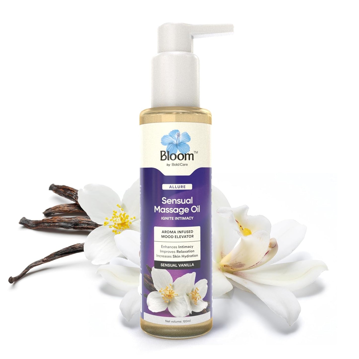 Bloom Sensual Massage Oil 120ml for Couples Relaxation & Intimacy