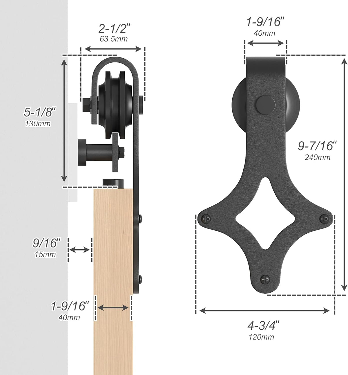 Sliding Barn Door Kit 7FT Heavy Duty Rhombic Black Track Without Door SANKEYTEW